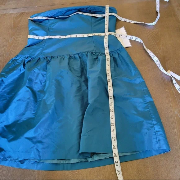 J crew 100% silk blue strapless dress size 12 NWT - Picture 3 of 7